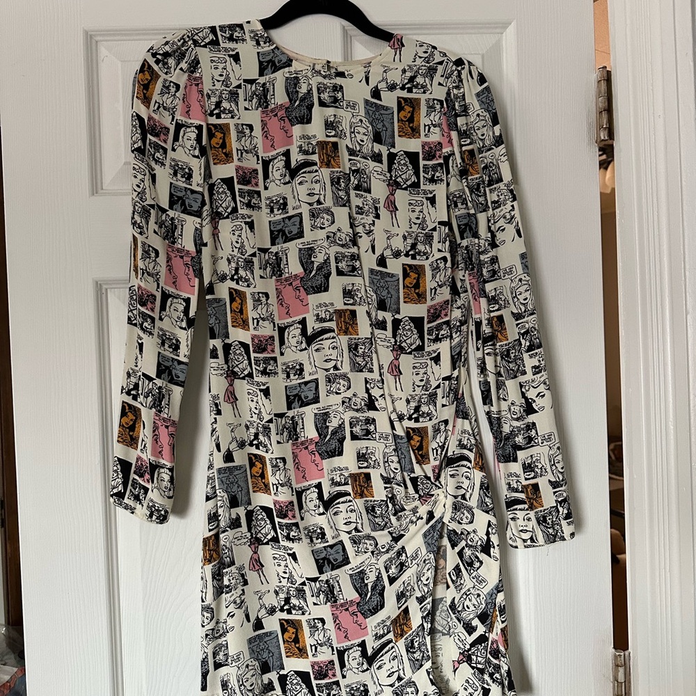 Reformation Black and Cream Graphic Dress
